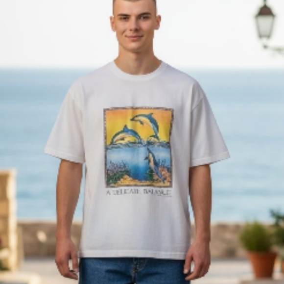 Anvil Other - Delicate  Vintage Balance 1992 Human-i-Tees Dolphins Size Medium